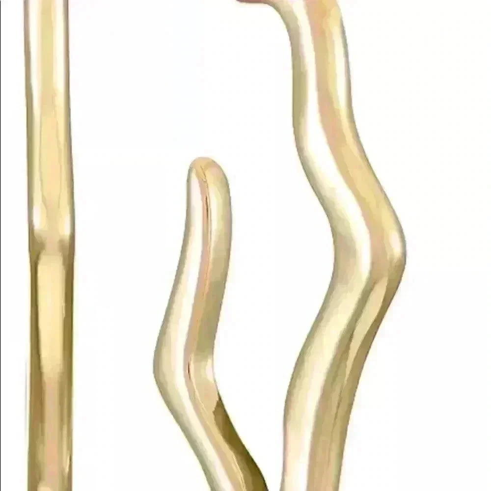 Alfani wavy hoop elongated gold tone earrings - Picture 2 of 2